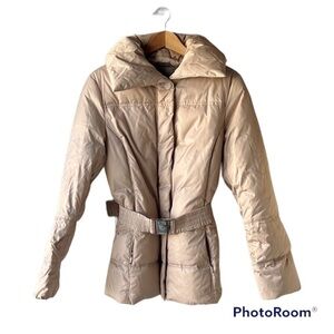 𝅺UTEX Xtérior Cream Down Filled Belted Puffer Winter Jacket Size Medium